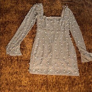 Windsor Tan Mini Dress with Silver Accents